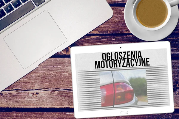Computer, tablet PC and online newspaper car ads in Polish