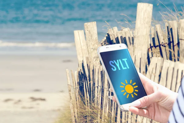 Strand Smartphone Vakantie Sylt — Stockfoto