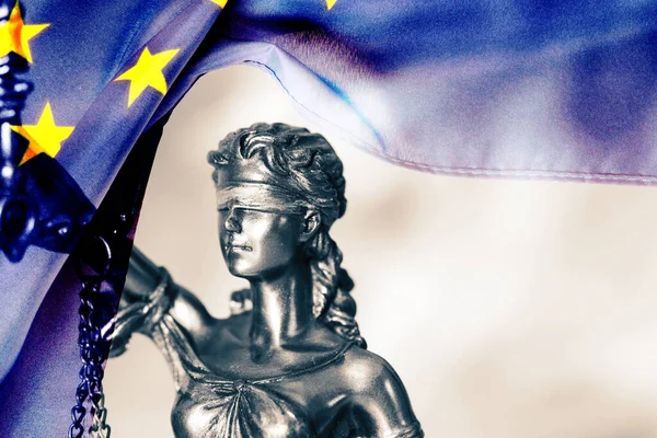 Figura Justicia Bandera Unión Europea — Foto de Stock