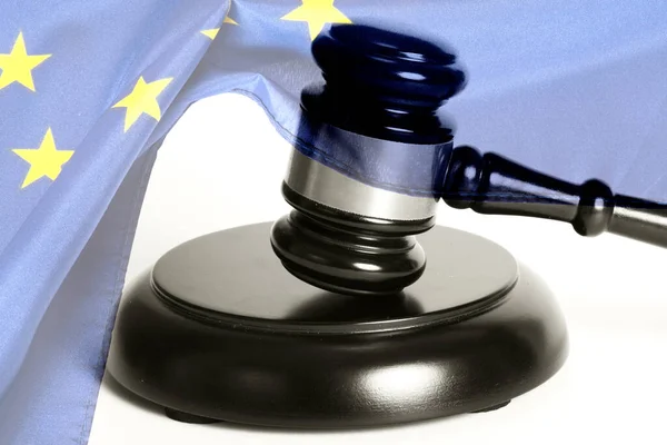 Martillo Juez Bandera Unión Europea — Foto de Stock