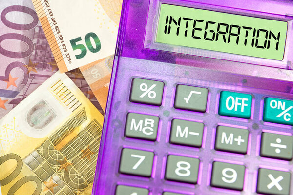 Euro bills, calculators and integration costs