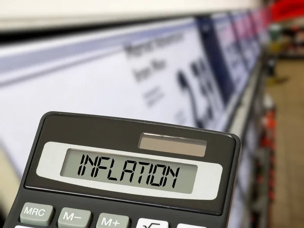 Supermercado Preço Inflação Calculadora — Fotografia de Stock