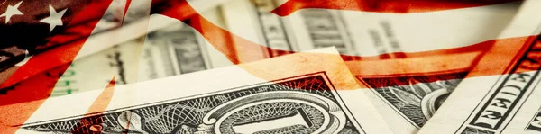 Dollar Banknotes Flag Usa — Stock Photo, Image