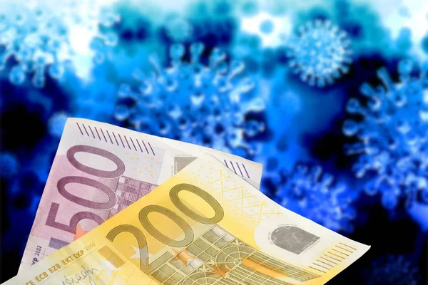 Corona Virus Eurobankbiljetten — Stockfoto