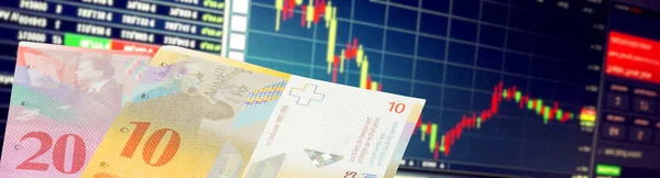 Denaro Franchi Svizzeri Borsa Valori Svizzera — Foto Stock