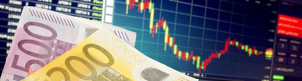 Euro Geld Und Preisschild Der Börse — Stockfoto