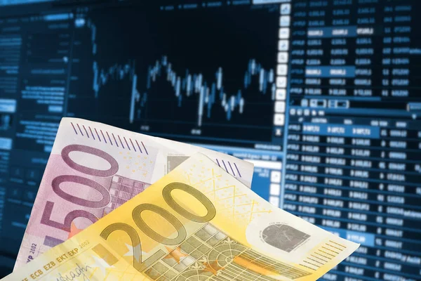 Банкноты Евро Правление Ценами Фондовой Бирже — стоковое фото