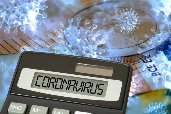 Euro Dinheiro Calculadora Vírus Corona — Fotografia de Stock