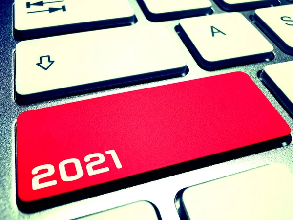 Počítač Klíč Pro Rok 2021 — Stock fotografie