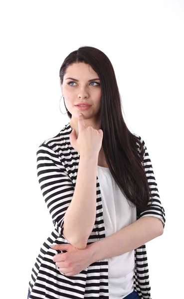 Attractive young woman standing, isolated on white background — Stock Photo, Image