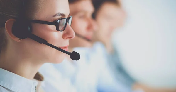Attractive Positive Young Businesspeople Colleagues Call Center Office — Stock Photo, Image