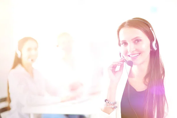 Attractive business woman working on laptop at office. Business people — Stock Photo, Image