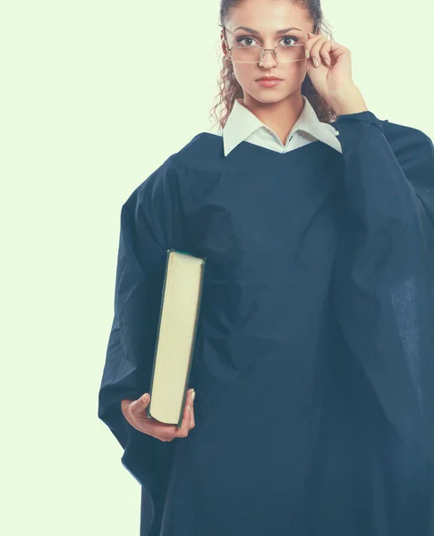 Portrait of a young female judge, isolated on white background — Stock Photo, Image