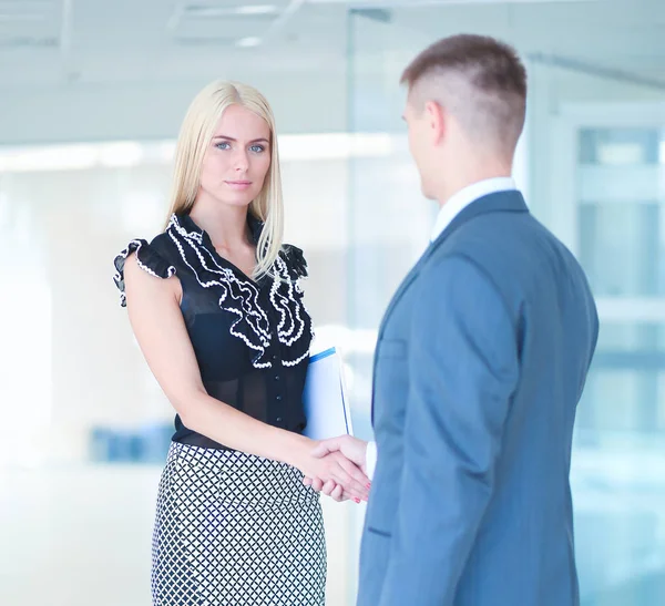 Business people shaking hands after meeting — Stock Photo, Image