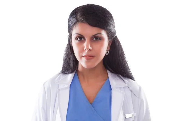 Jonge arts of arts met klembord en stethoscoop op witte achtergrond — Stockfoto