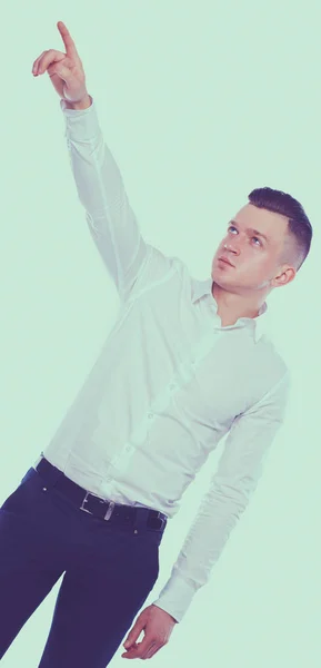 하얀 배경에 고립 된 젊은 남자의 사진 — 스톡 사진
