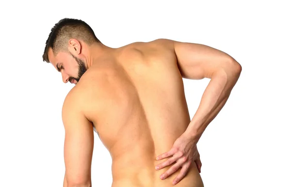 Joven sosteniendo su cuello con dolor. Concepto médico —  Fotos de Stock