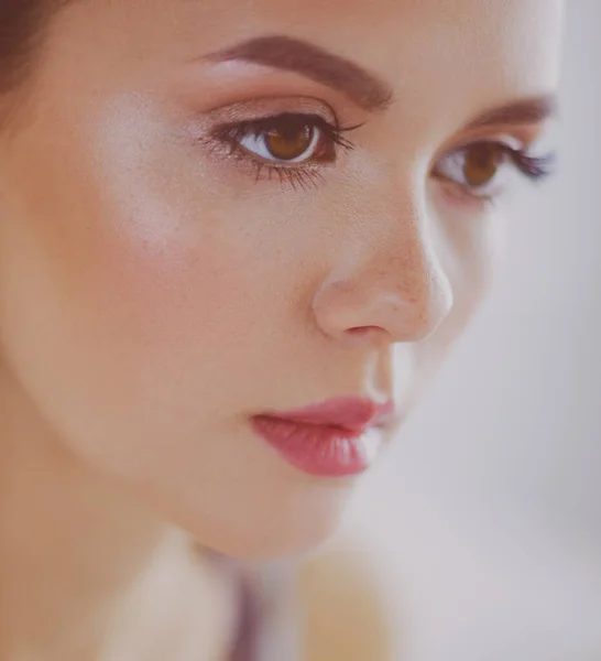 Beauty portrait of female face with natural skin — Stock Photo, Image