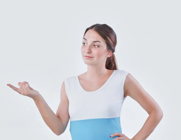 Mujer de negocios sonriente. Aislado sobre fondo blanco — Foto de Stock