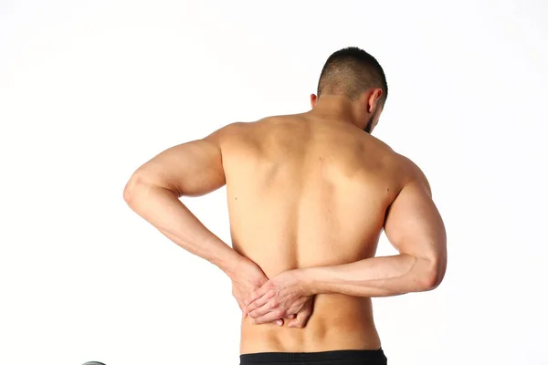 Joven sosteniendo su cuello con dolor. Concepto médico —  Fotos de Stock