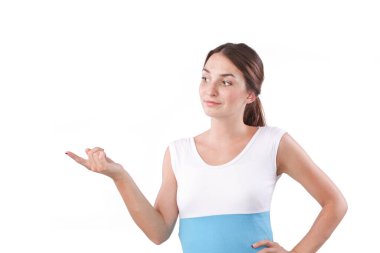 Gülümseyen iş kadını. Beyaz arkaplan üzerinde izole edilmiş