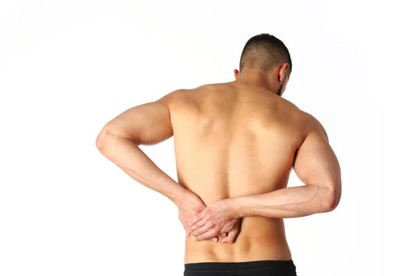 Joven sosteniendo su cuello con dolor. Concepto médico —  Fotos de Stock