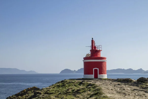 Phare Rouge Punta Robaleira Costa Vela Pontevedra Espagne — Photo