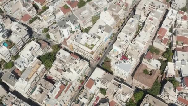 Overhead Top Down Birds Vista de Atenas, Grécia Ruas da cidade à luz do dia — Vídeo de Stock
