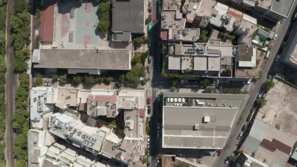 Overhead Top Down Birds View of Athens, Greece City Streets at Daylight — 비디오