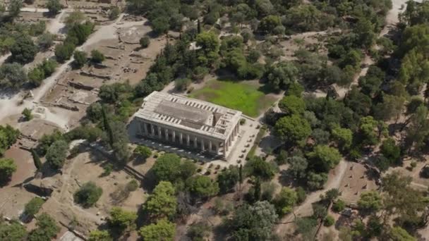 Veduta aerea dell'antica Agorà, centro storico di Atene, Attica, Grecia — Video Stock