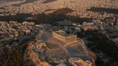 Altın Saat Günbatımında Atina Akropolünün Hava Perspektifi