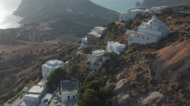 Aerial of Greek Island with Ocean View — Stock videók