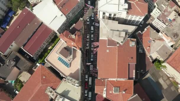 Istanboel Buurt Typische straten en daken vanuit een antenne Birds Eye Overhead Top down View perspective — Stockvideo