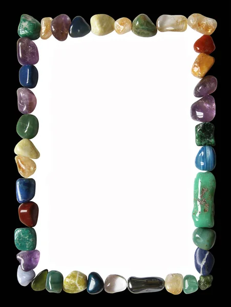 Crystal Healing Black White Rectangular Frame Multicoloured Tumbled Crystal Healing Stock Picture