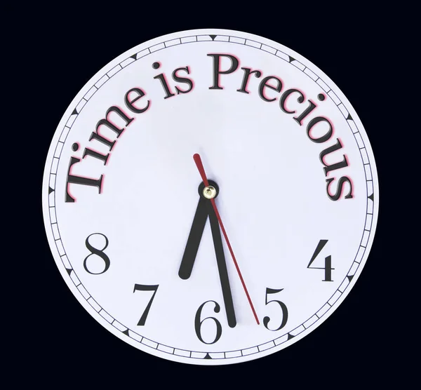 Temps Est Precious Utilisation Est Judicieuse Visage Horloge Blanche Avec — Photo