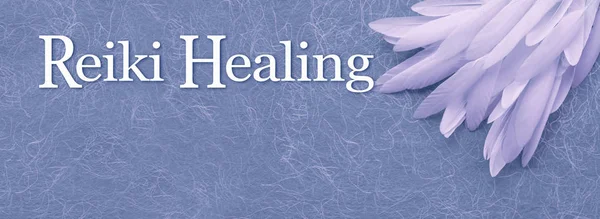 Αγγελικό Reiki Healing Κεφάλι Banner Ένα Τακτοποιημένο Σωρό Μακρύ Λεπτό — Φωτογραφία Αρχείου