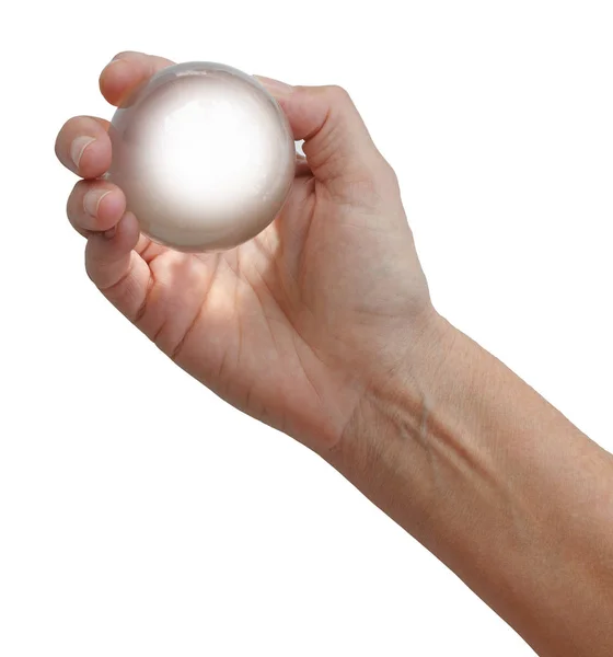 Take Look Future Crystal Ball Reading Female Hand Holing Clear — Stock Photo, Image