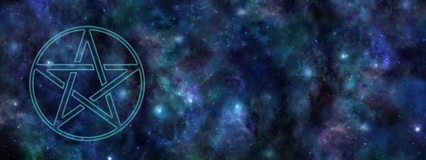 Cosmic Pentacle Web Banner Simbolo Trasparente Del Pentacolo Che Galleggia — Foto Stock