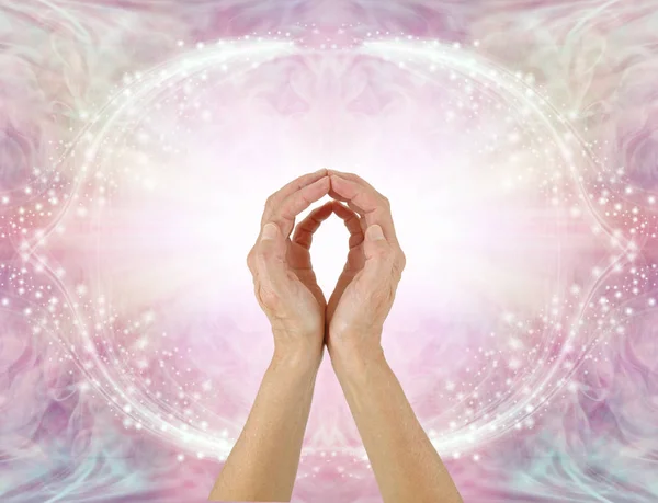 Healer Sending Unconditional Love Healing Energy Female Hands Reaching Making — Stock Photo, Image