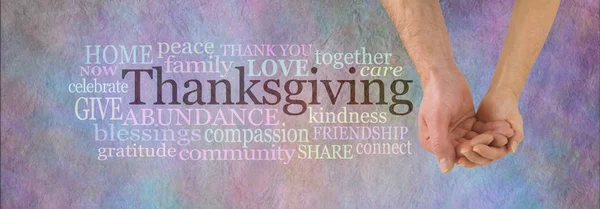 Des Mots Qui Décrivent Que Thanksgiving Signifie Pour Nous Main — Photo