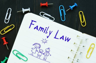 Aile Hukuku ile ilgili maddi konsept. Üzerinde yazı var..