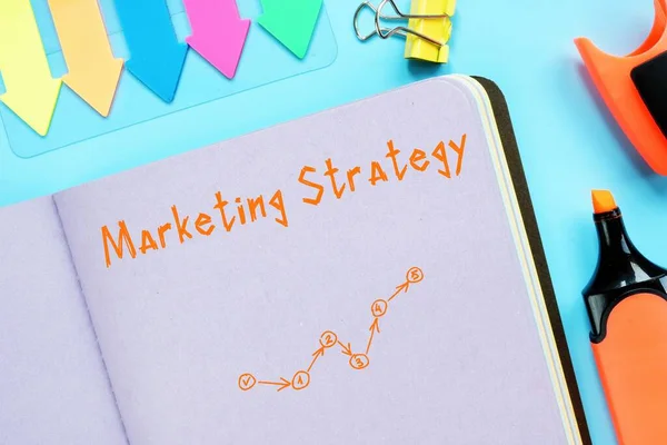 Foto Conceptual Sobre Estrategia Marketing Con Texto Manuscrito — Foto de Stock