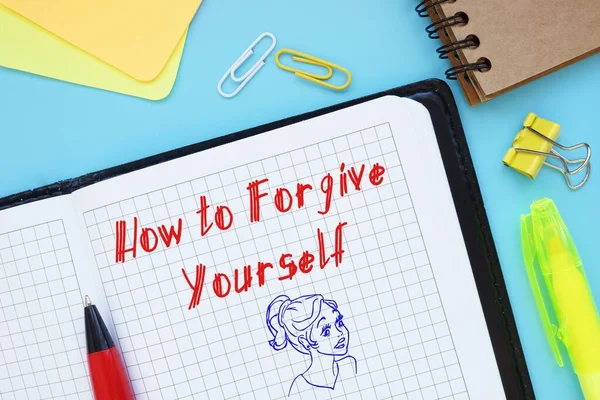 Понятие Мотивации Означает Простить Себя Знаком Листе Бумаги — стоковое фото