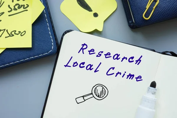 Ricerca Locale Crimine Segno Sulla Pagina — Foto Stock