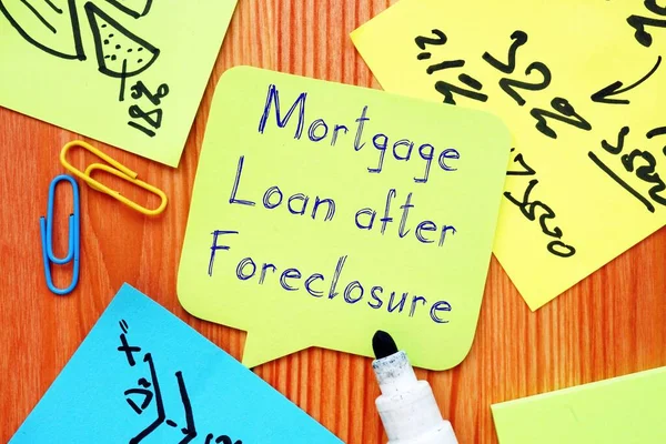 Business concept about Mortgage Loan After Foreclosure with phrase on the sheet.