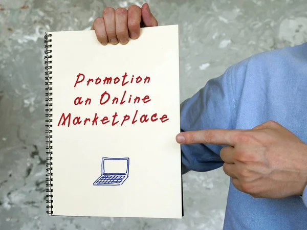 Business concept about Promotion An Online Marketplace with sign on the page.