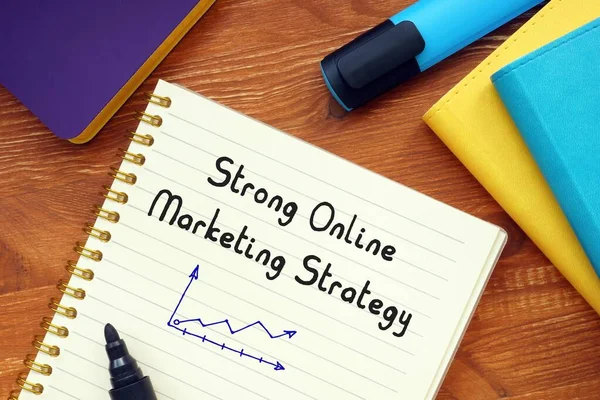 Concepto Financiero Sobre Strong Online Marketing Strategy Con Inscripción Página — Foto de Stock