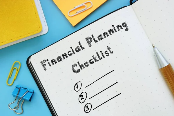 Business Concept Meaning Financial Planning Checklist Phrase Sheet — Stock Photo, Image