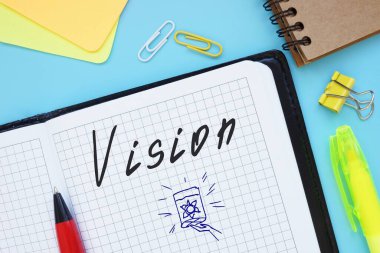 Finansal konsept, levhada yazılı Vizyon anlamına gelir..