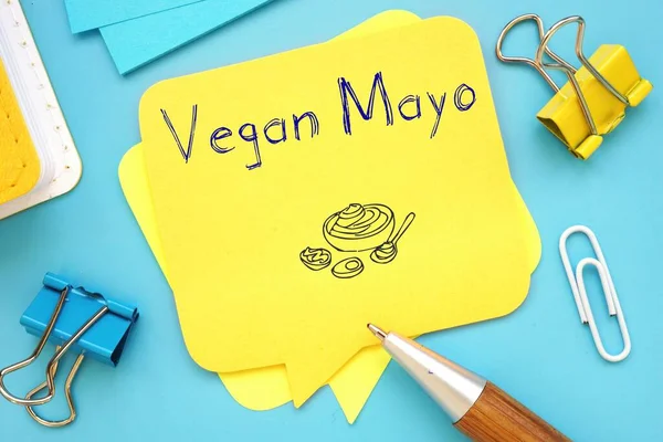 Healthy concept meaning Vegan Mayo with phrase on the page.